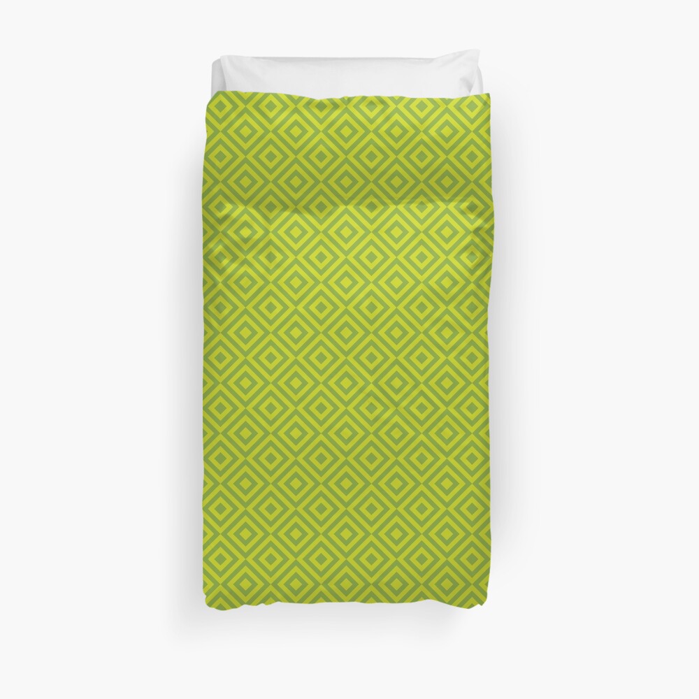 Geometric Pattern: Diamond Strobe: Lime Duvet Cover