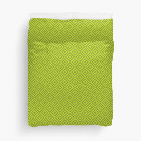 Geometric Pattern: Diamond Strobe: Lime Duvet Cover