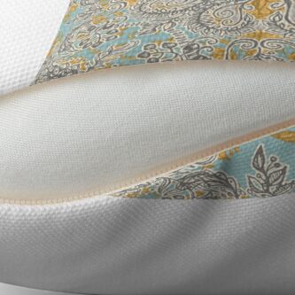 Alternate view of Gypsy Floral in Soft Neutrals, Grey & Yellow on Sage Floor Pillow