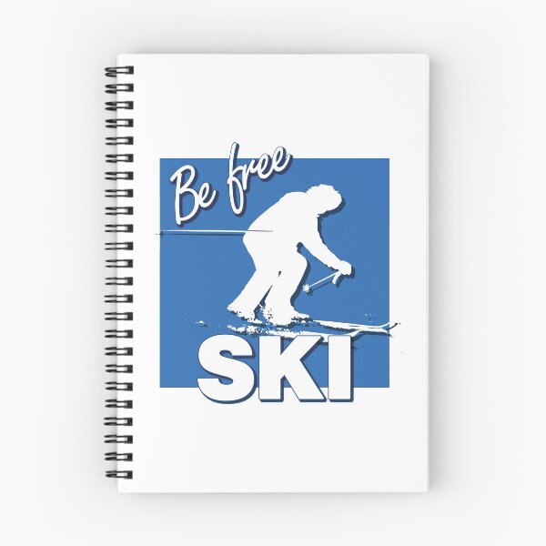 Item preview, Be Free Ski White Text Quote with White Downhill Alpine Skier Silhouette on Ski Level Intermediate Blue Square designed and sold by Karen McFarland.