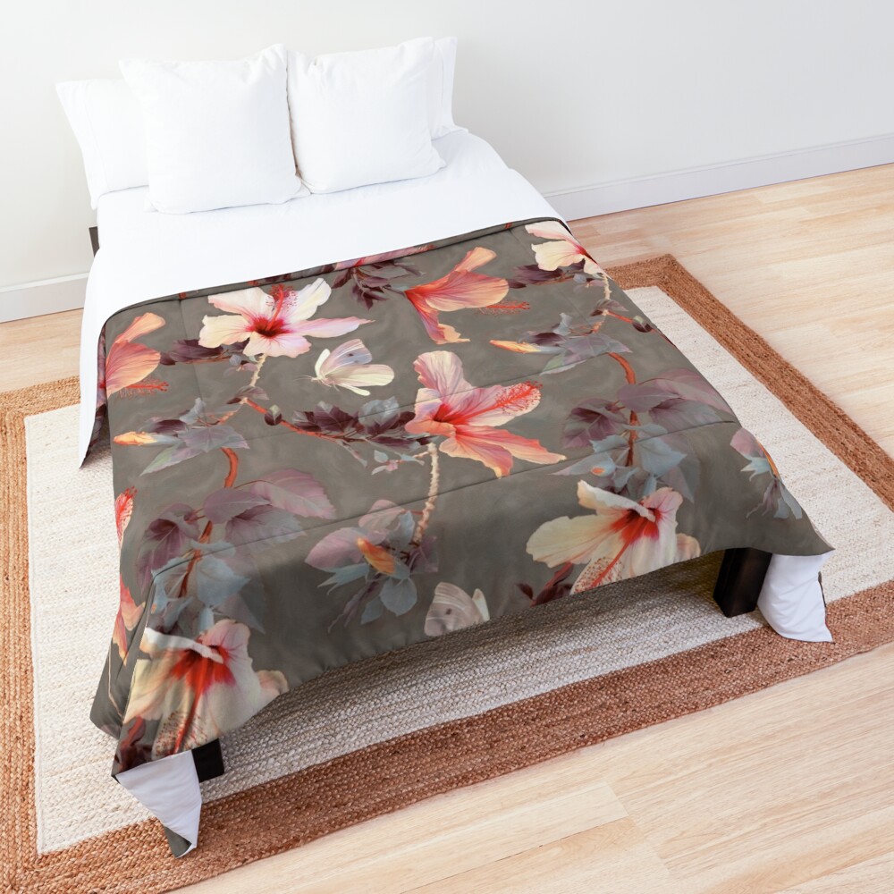 Coral Hibiscus Comforter