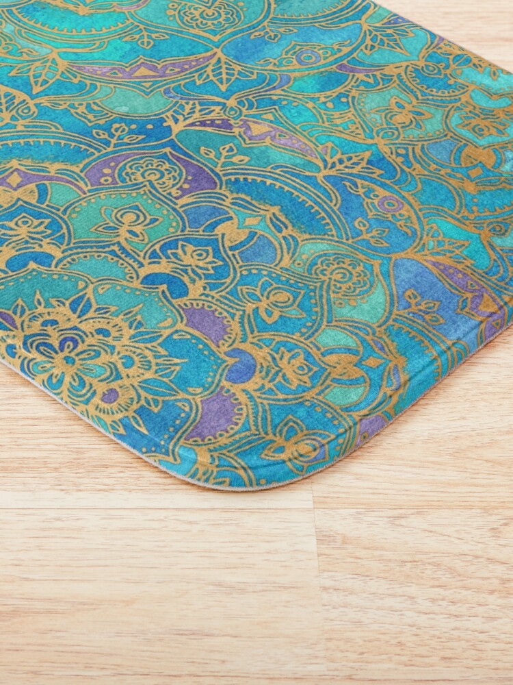 Alternate view of Sapphire & Jade Stained Glass Mandalas Bath Mat