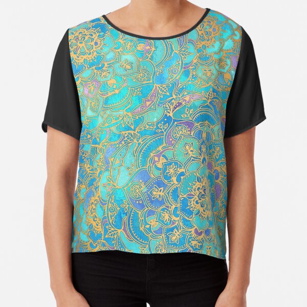 Sapphire & Jade Stained Glass Mandalas Chiffon Top