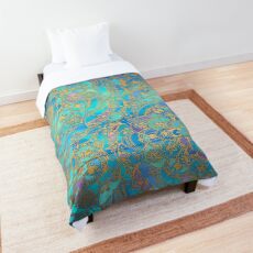Sapphire & Jade Stained Glass Mandalas Comforter