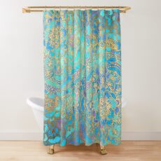 Sapphire & Jade Stained Glass Mandalas Shower Curtain