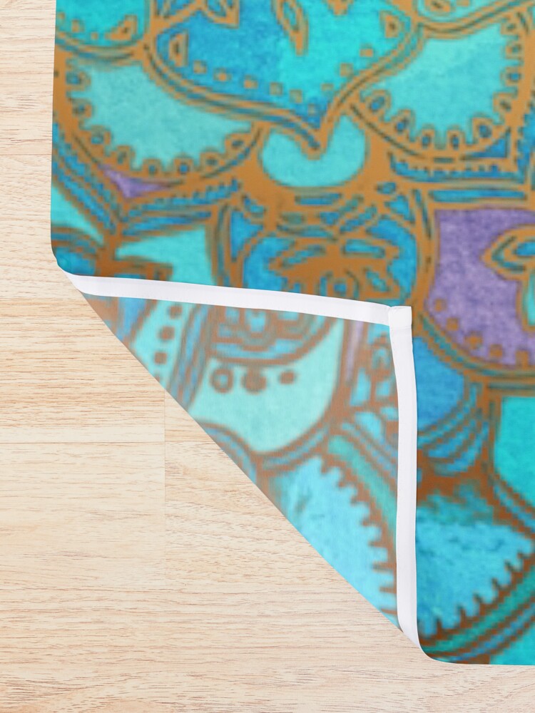 Alternate view of Sapphire & Jade Stained Glass Mandalas Shower Curtain