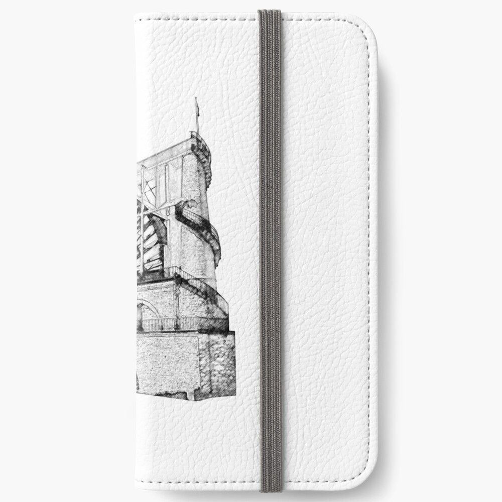 Laxey Water wheel Isle of Man Line Drawing style iPhone Wallet