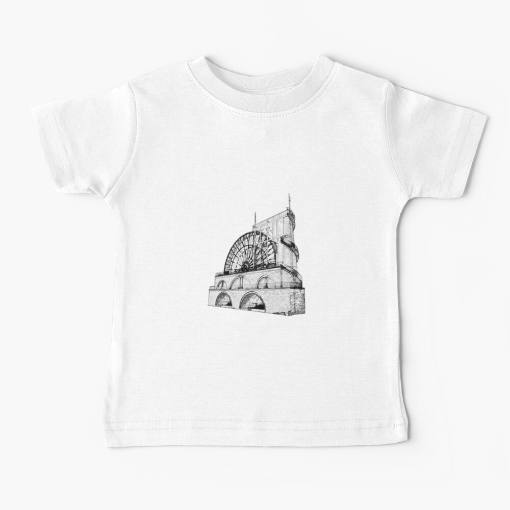 Laxey Water wheel Isle of Man Line Drawing style Baby T-Shirt