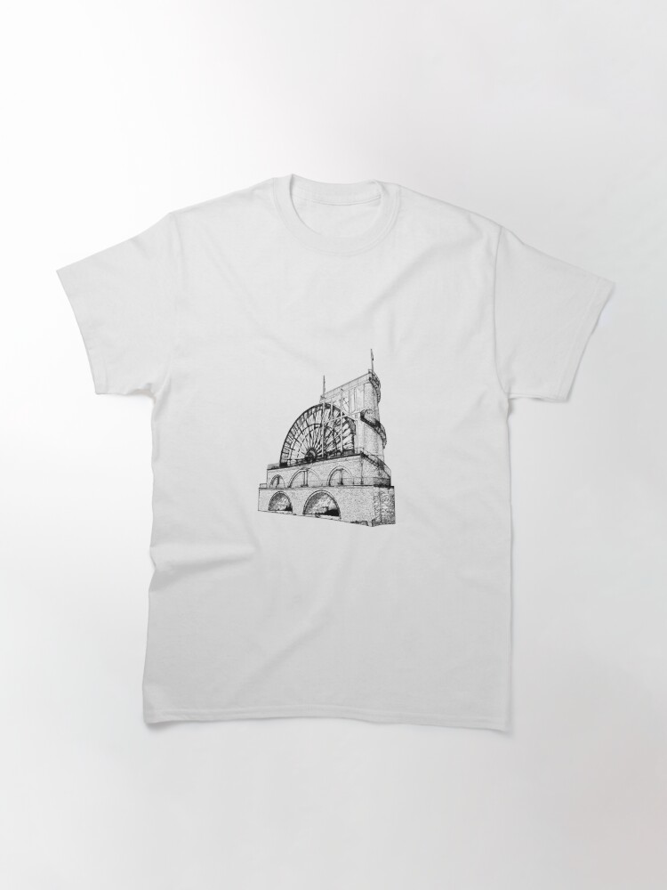 Alternate view of Laxey Water wheel Isle of Man Line Drawing style Classic T-Shirt