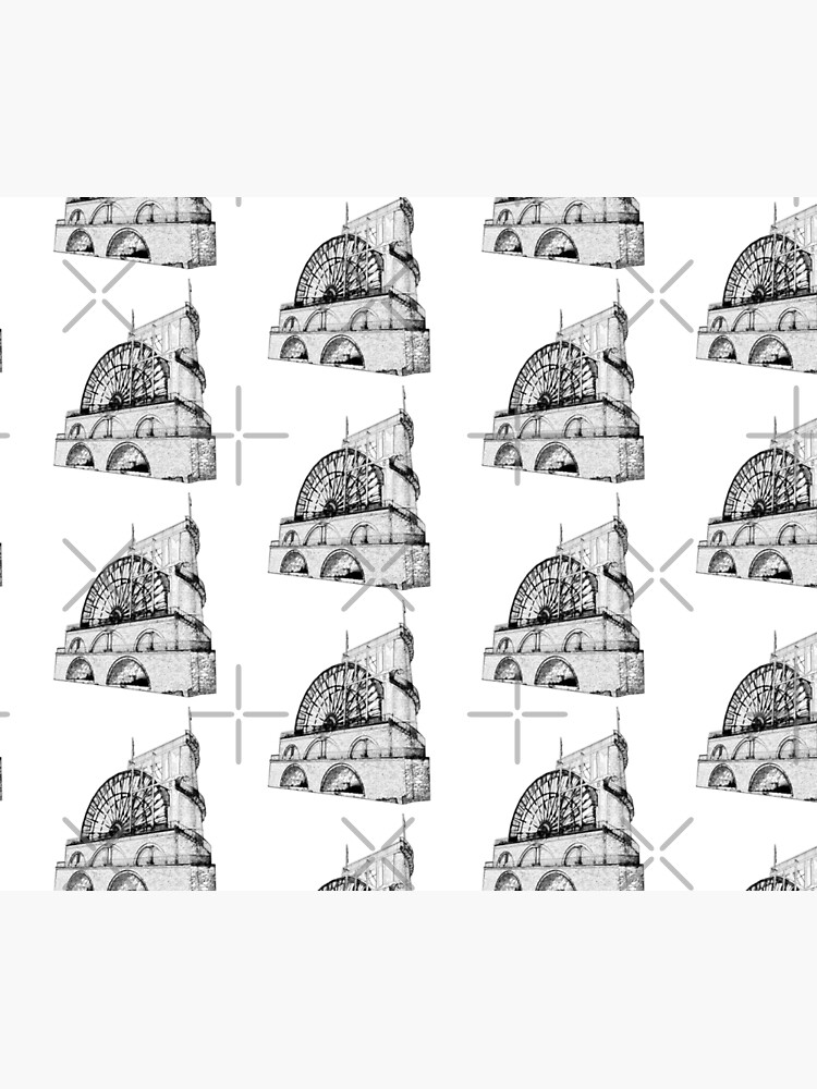 Laxey Water wheel Isle of Man Line Drawing style by tribbledesign