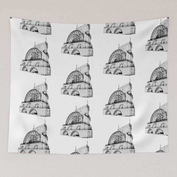 Item preview, Laxey Water wheel Isle of Man Line Drawing style designed and sold by tribbledesign.