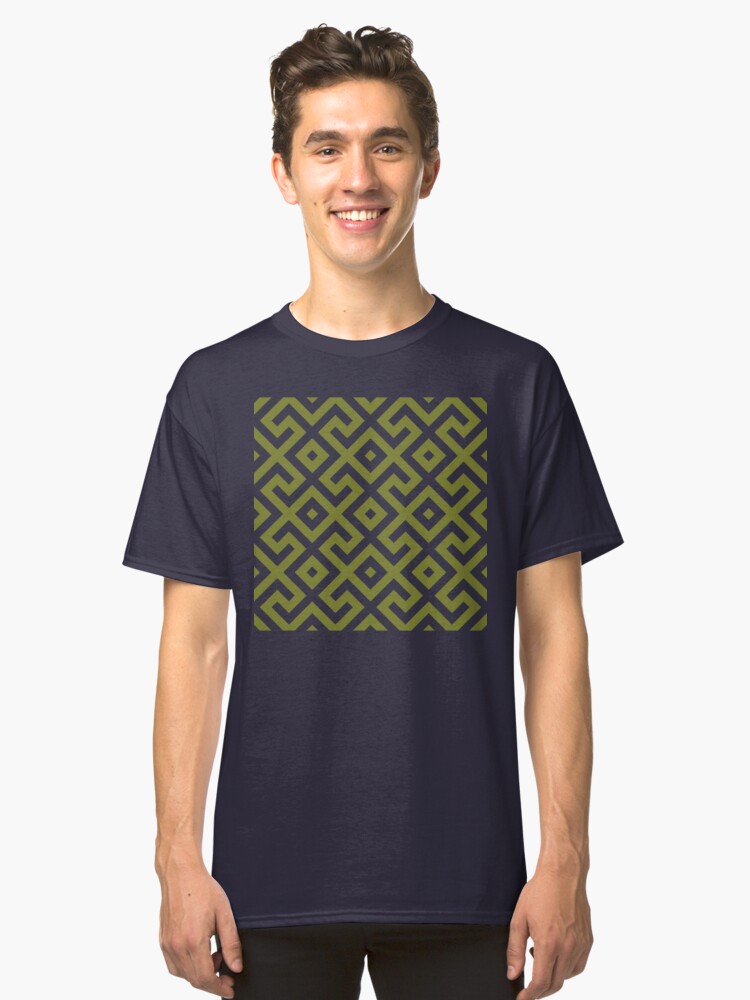 Alternate view of Geometric Pattern: Spider: Olive Classic T-Shirt