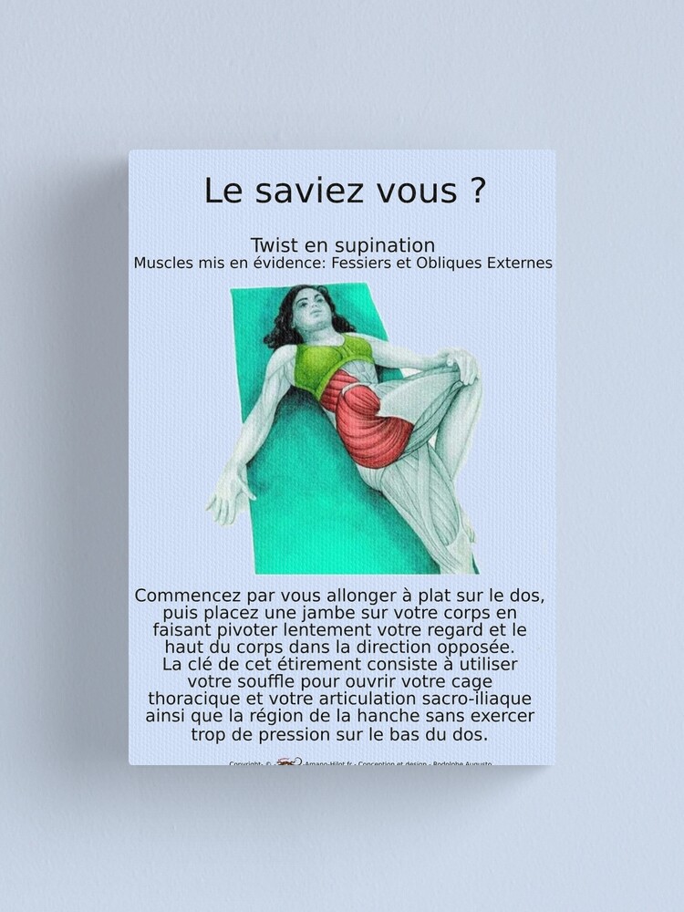 Impression sur toile ''Planches Musculo-squelettique des positions de Yoga - N°17' : autre vue