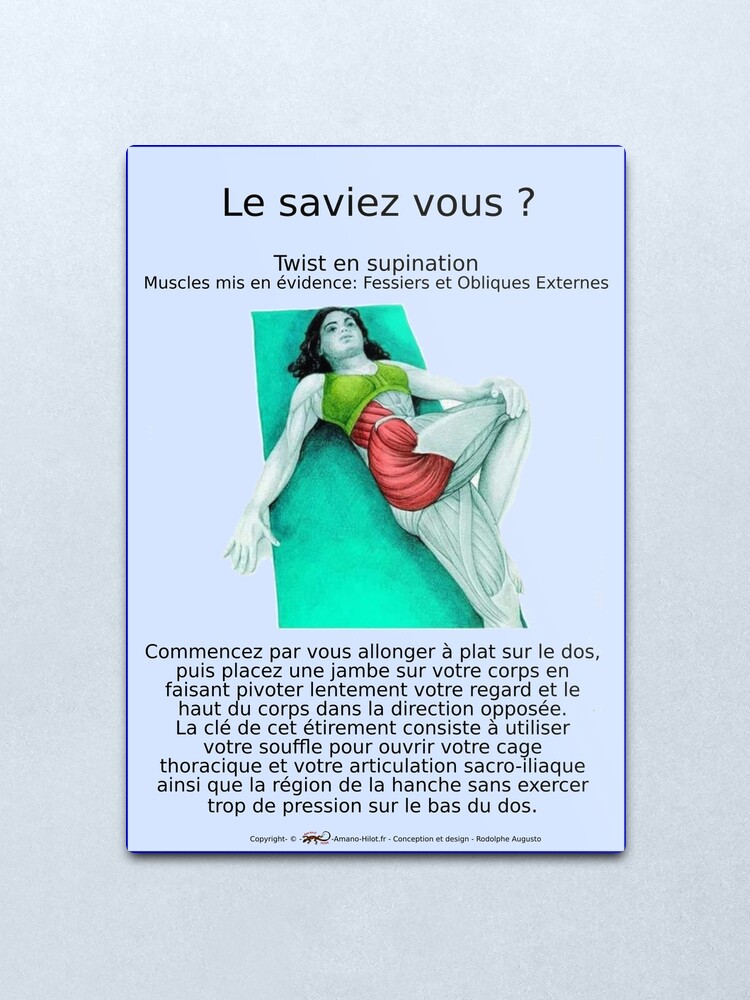 Impression métallique ''Planches Musculo-squelettique des positions de Yoga - N°17' : autre vue