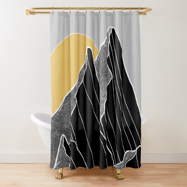 The dark peaks under the golden sun Shower Curtain