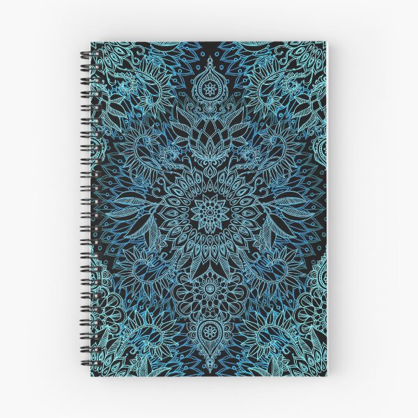 Item preview, Black, Teal & Aqua Protea Doodle Pattern designed and sold by micklyn.