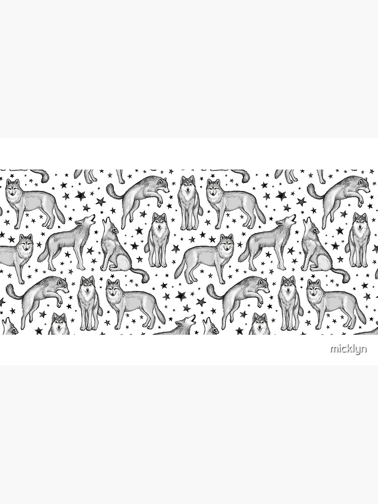 Wolves and Stars on White by micklyn