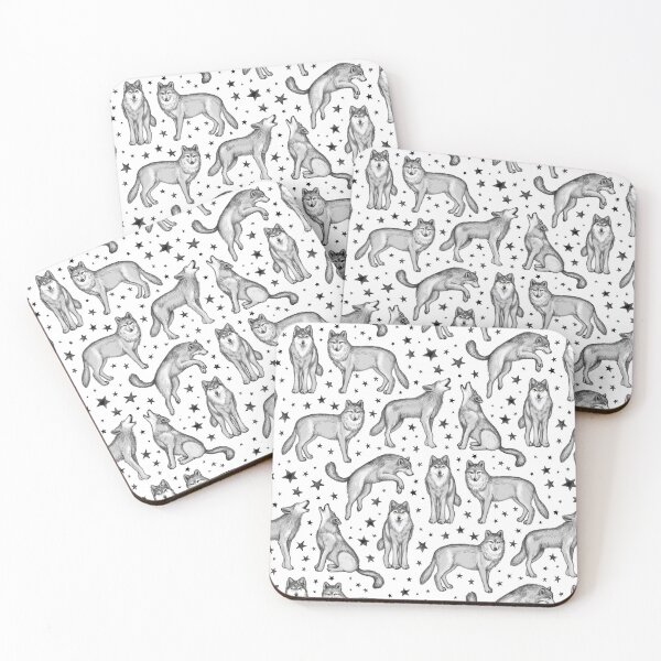 Item preview, Wolves and Stars on White designed and sold by micklyn.