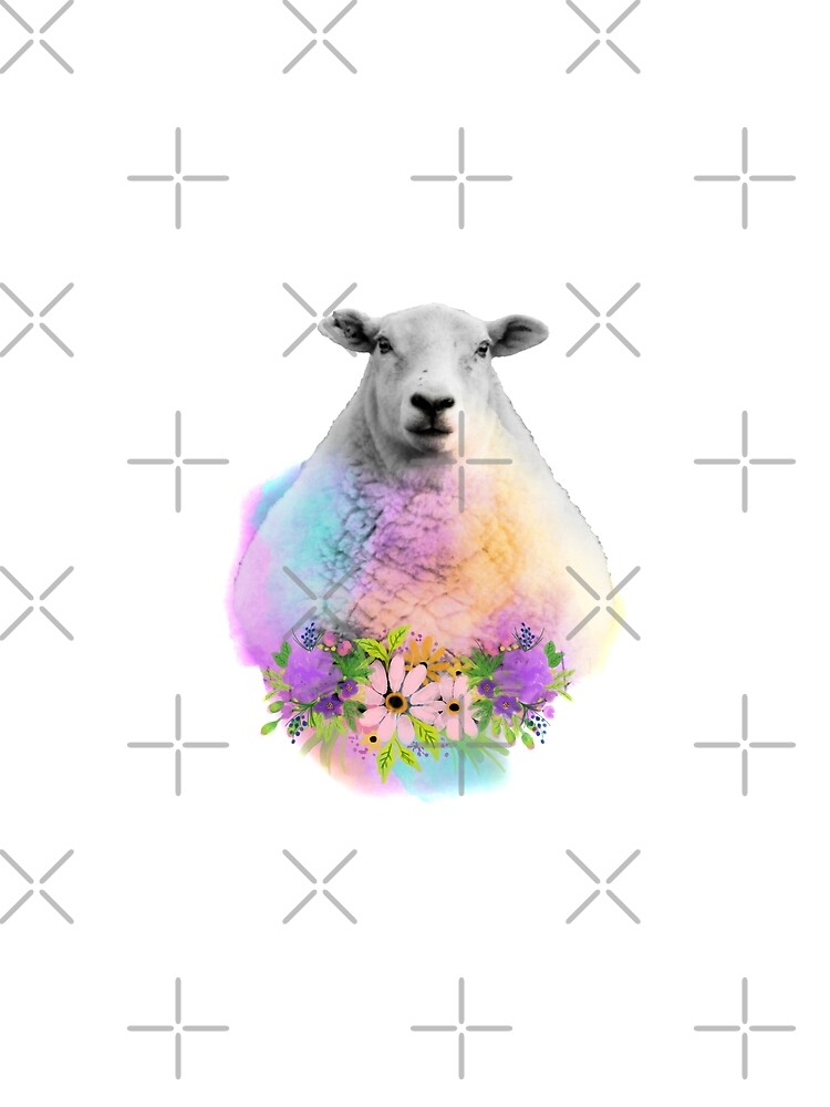 Watercolor Floral Sheep in Field by tribbledesign
