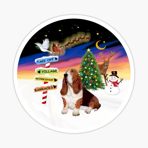 Christmas Signs with a Basset Hound Sticker