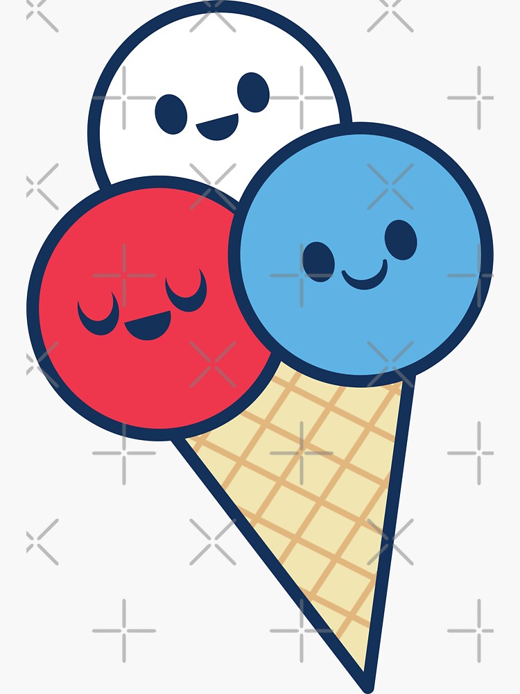 Red Blue And White Ice Cream Cone Sticker For Sale By Jsongdesign