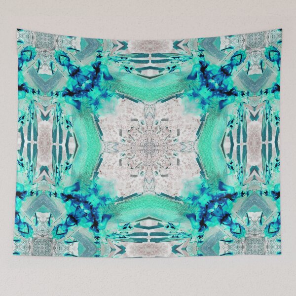 Item preview, Turquoise Blue Green Snowflake Pattern designed and sold by lyndseyart.