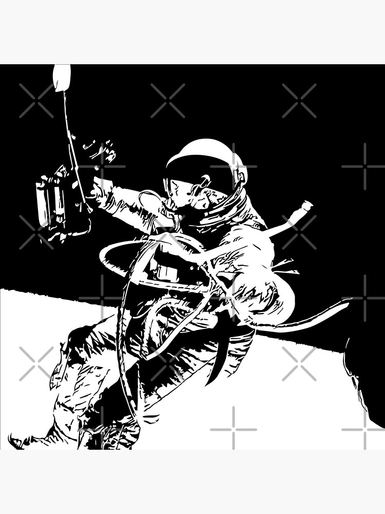 Black and White Vector Astronaut Ed White's Spacewalk by tribbledesign