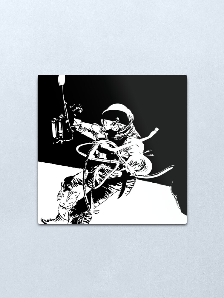 Alternate view of Black and White Vector Astronaut Ed White's Spacewalk Metal Print