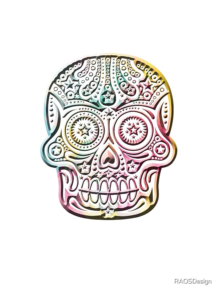 Thumbnail 3 of 3, Scarf, Colorful skull designed and sold by RAOSDesign.