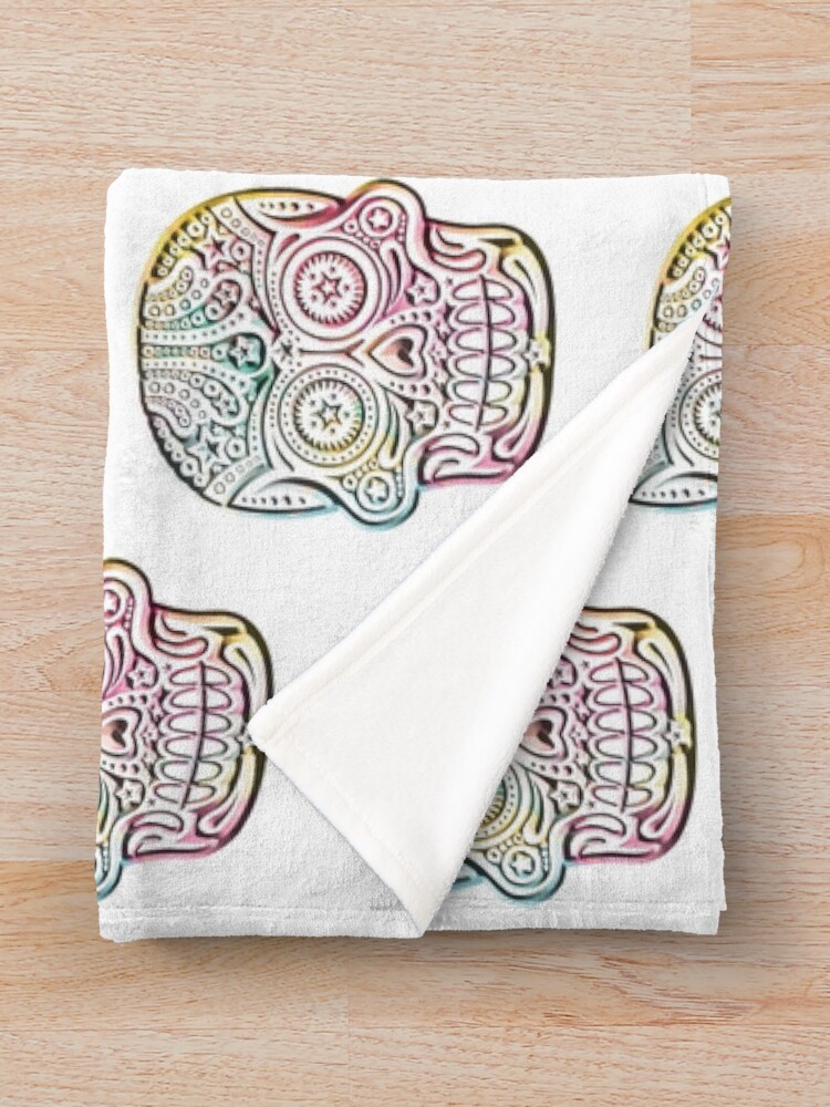 Thumbnail 3 of 6, Throw Blanket, Colorful skull designed and sold by RAOSDesign.