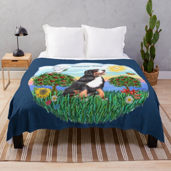 Item preview, Happy Day with a Bernese Mountain Dog designed and sold by JeanBFitzgerald.