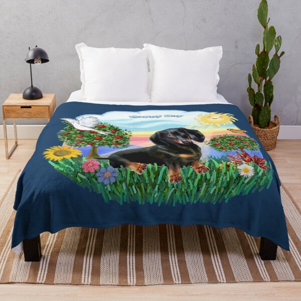 Item preview, Happy Day with a Dachshund (black and tan) designed and sold by JeanBFitzgerald.