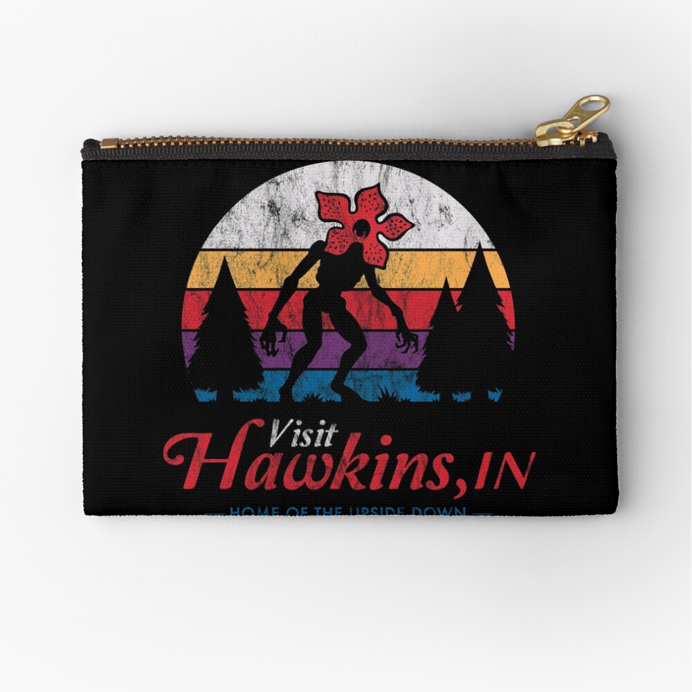 Visit Hawkins - Vintage Distressed - Demogorgon - Stranger Things Zipper Pouch