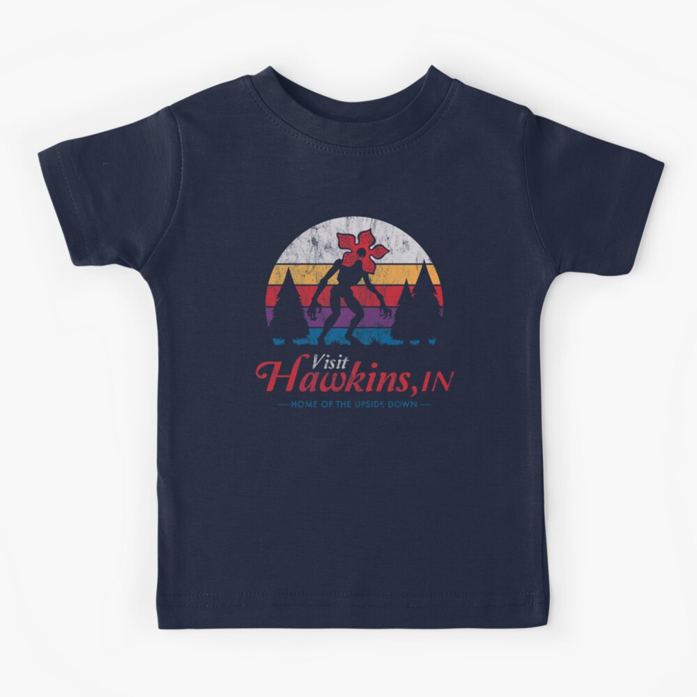 Visit Hawkins - Vintage Distressed - Demogorgon - Stranger Things Kids T-Shirt