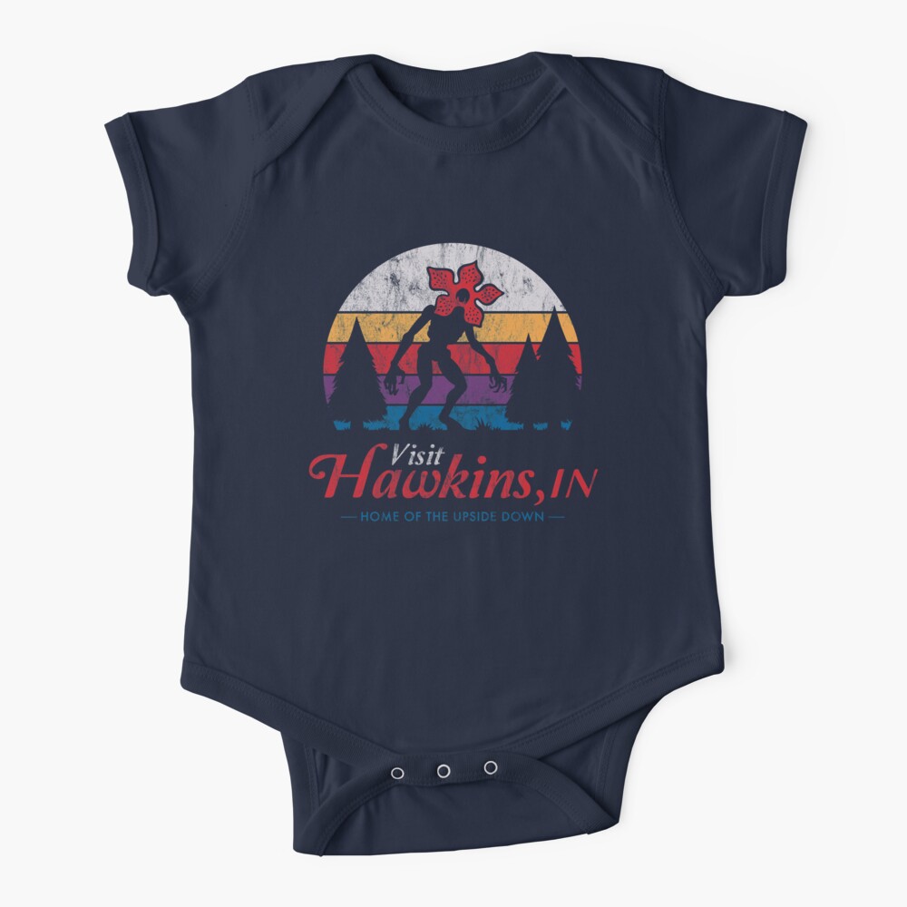 Visit Hawkins - Vintage Distressed - Demogorgon - Stranger Things Baby One-Piece