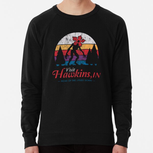 Visit Hawkins - Vintage Distressed - Demogorgon - Stranger Things Lightweight Sweatshirt
