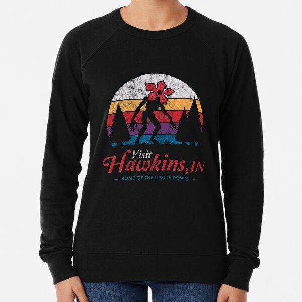 Visit Hawkins - Vintage Distressed - Demogorgon - Stranger Things Lightweight Sweatshirt