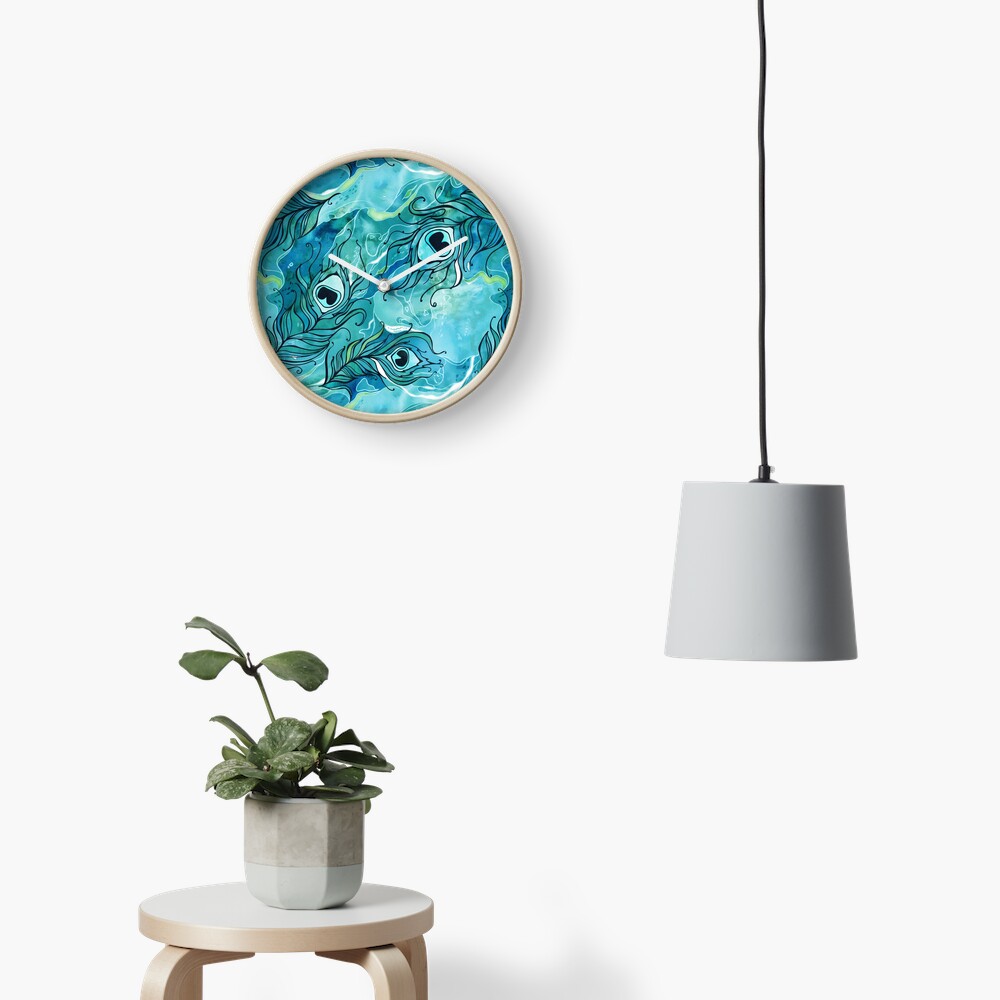 Peacock Feathers Clock
