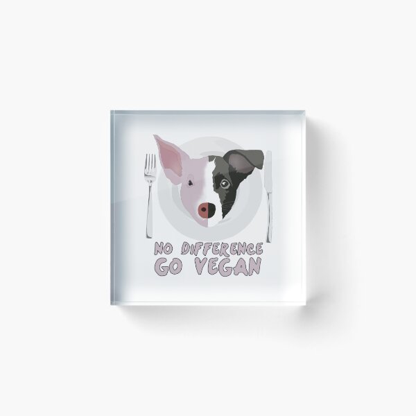Item preview, No Difference Go Vegan. Pig Dog on plate with fork and knife   designed and sold by FilthyAnnaMalle.