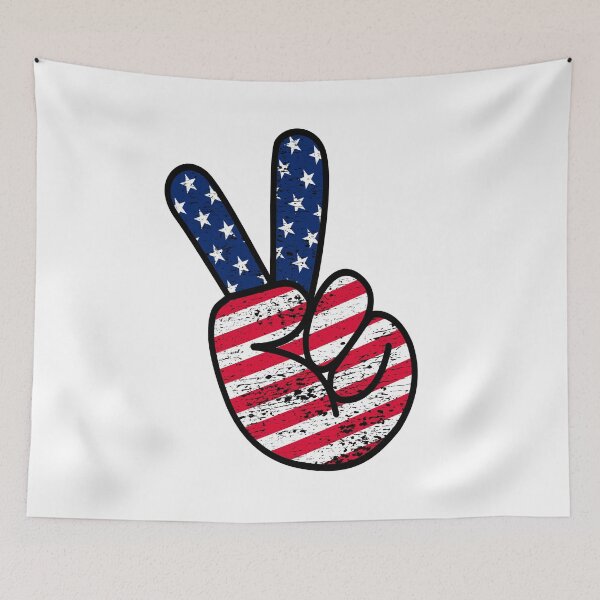 Item preview, Vintage American Flag Peace Sign Hand designed and sold by MagicBoutique.