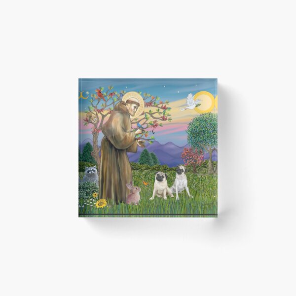 Item preview, St. Francis Blesses Two Fawn Pugs designed and sold by JeanBFitzgerald.