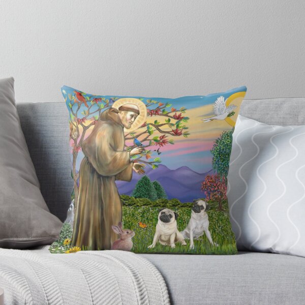 Item preview, St. Francis Blesses Two Fawn Pugs designed and sold by JeanBFitzgerald.