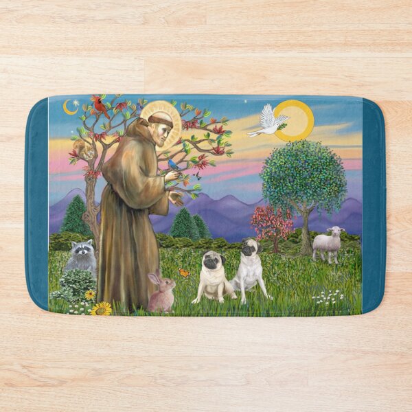 Item preview, St. Francis Blesses Two Fawn Pugs designed and sold by JeanBFitzgerald.