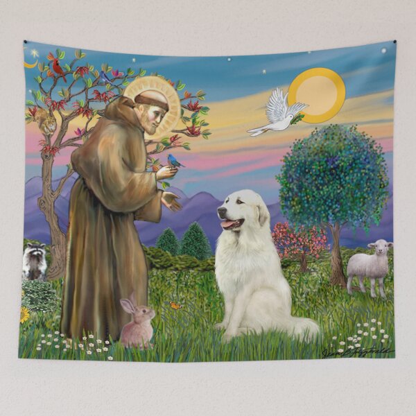 Item preview, St. Francis Blesses a Great Pyrenees designed and sold by JeanBFitzgerald.