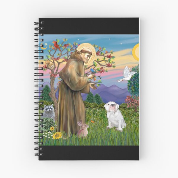 Item preview, St. Francis Blesses a White English Bulldog designed and sold by JeanBFitzgerald.