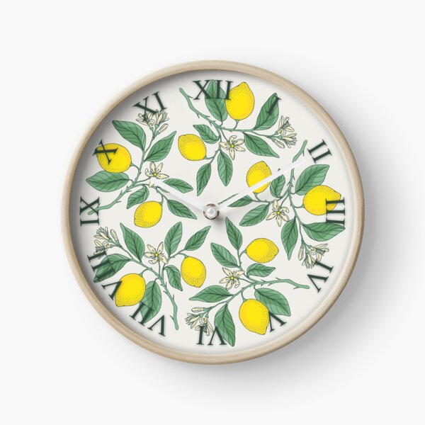 Imprimé botanique au citron Horloge