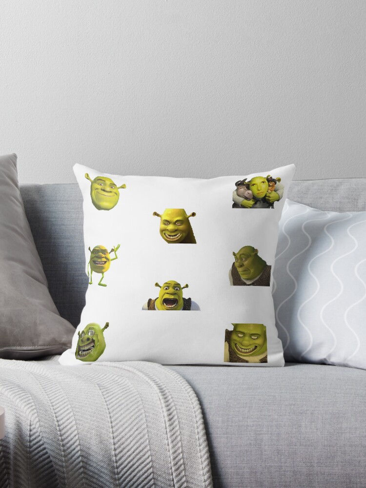 Shrek Meme Sticker Pack Throw Pillow By Offensive Tea - funny roblox memes pillows cushions redbubble