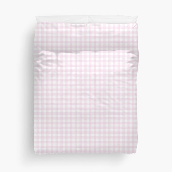 Pale Pink and White Gingham Pattern Duvet Cover