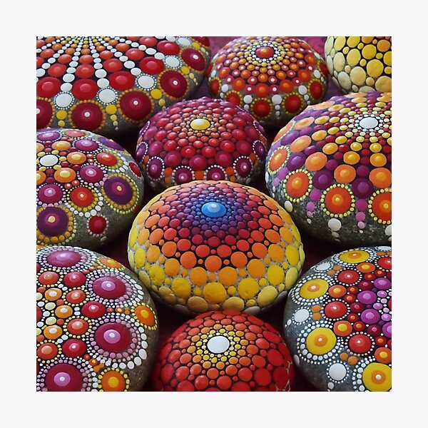 Warm Tone Mandala Stone Collection Photographic Print