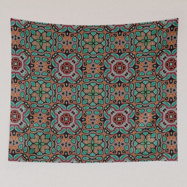 Item preview, Red Orange Seafoam Mint Turquoise Green Hip Orient Bali Art designed and sold by LC Graphic Design Studio.